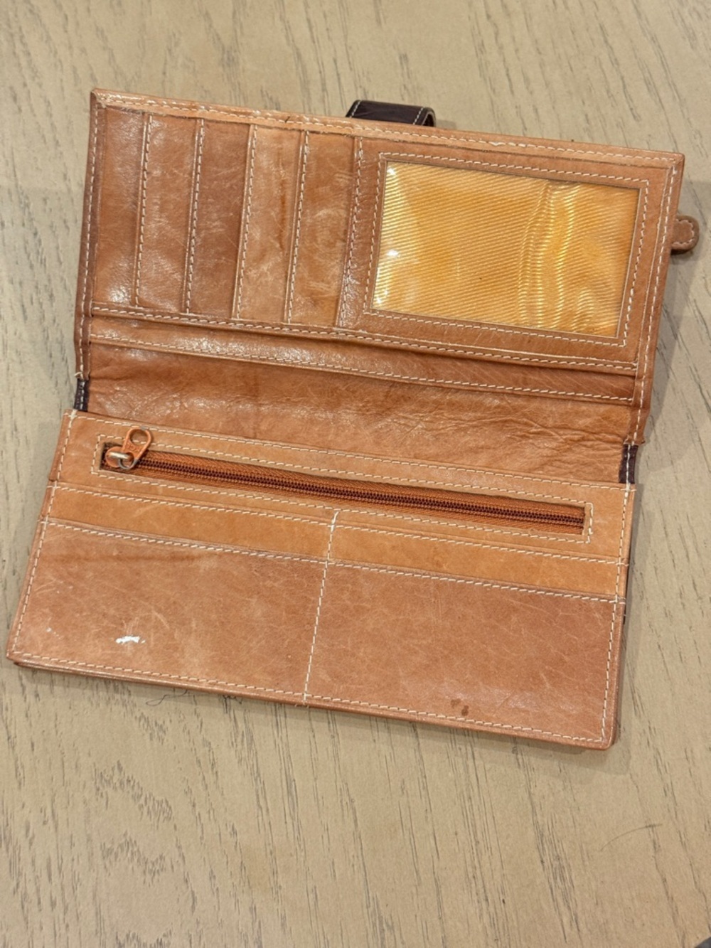 Leather Two-Tone Studded Wallet - Brown/Tan - Picture 2 of 9